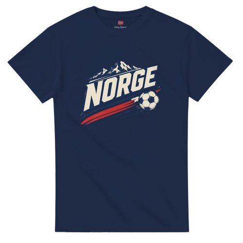 Norge t-skjorte marineblå med hvitt NORGE-trykk – enkelt design fra Heia Norge Shop
