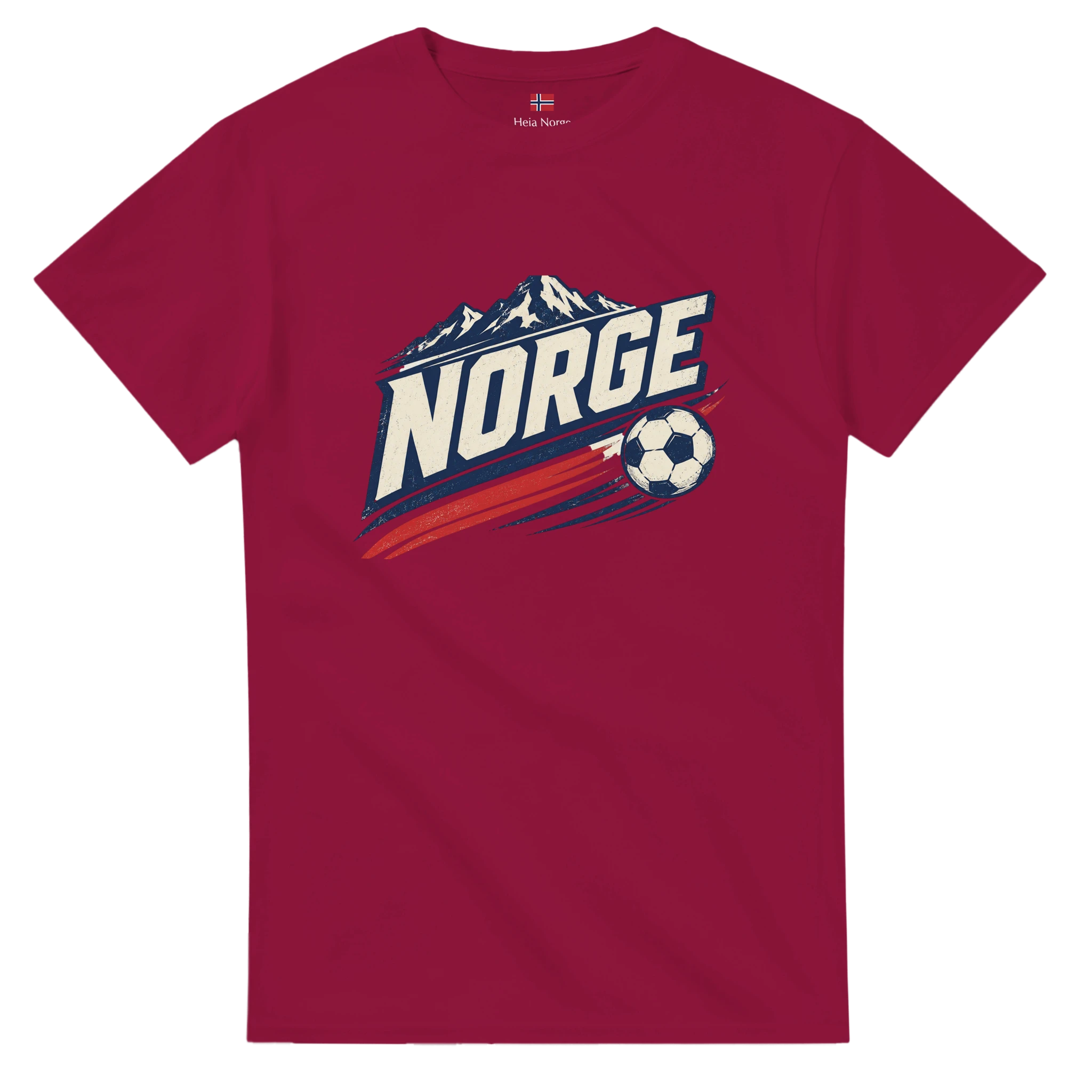 Norge t-skjorte mørkerød (Cardinal Red) med NORGE-trykk – Heia Norge Shop