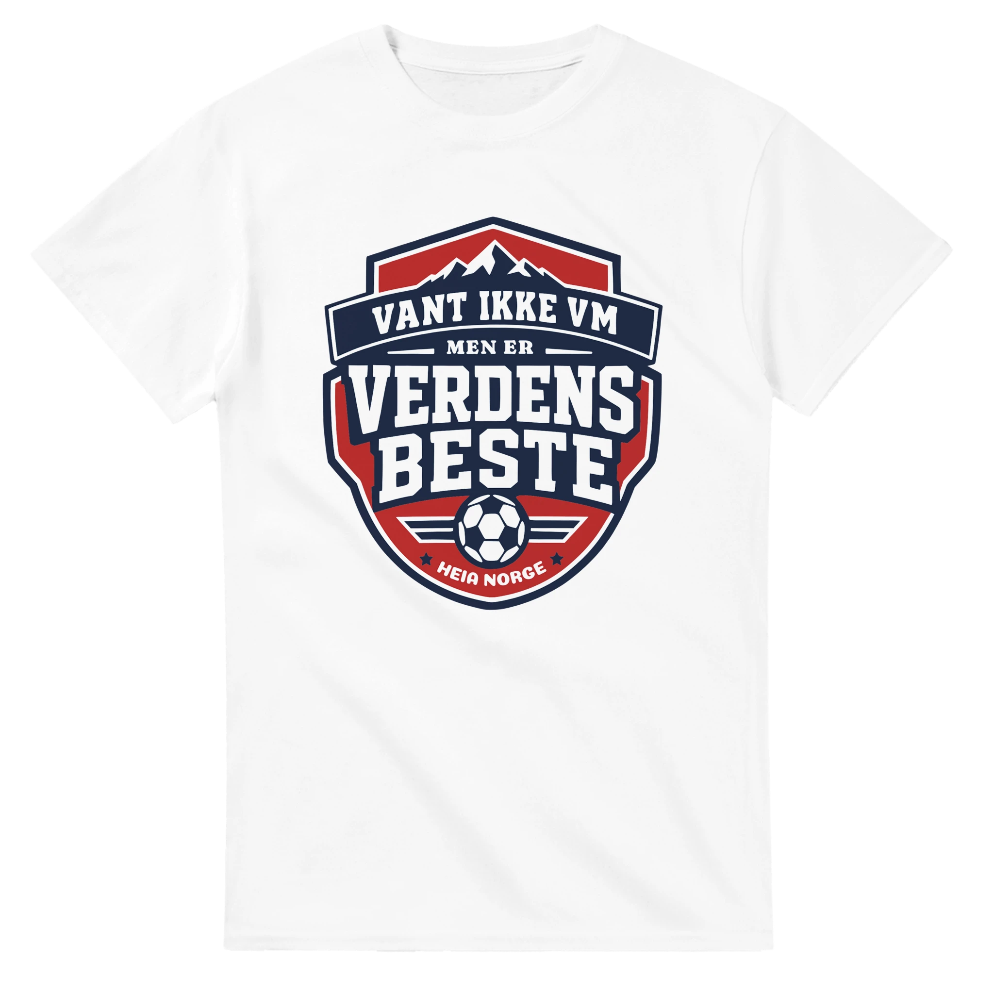 Norge t-skjorte hvit – Vant ikke VM, men er Verdens Beste – supporterutstyr fra Heia Norge Shop