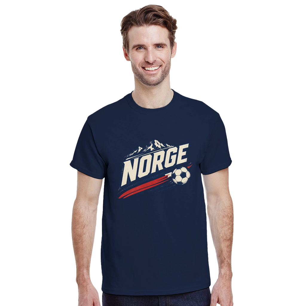 Norge t-skjorte i lys farge brukt – enkel t-skjorte med NORGE-trykk fra Heia Norge Shop
