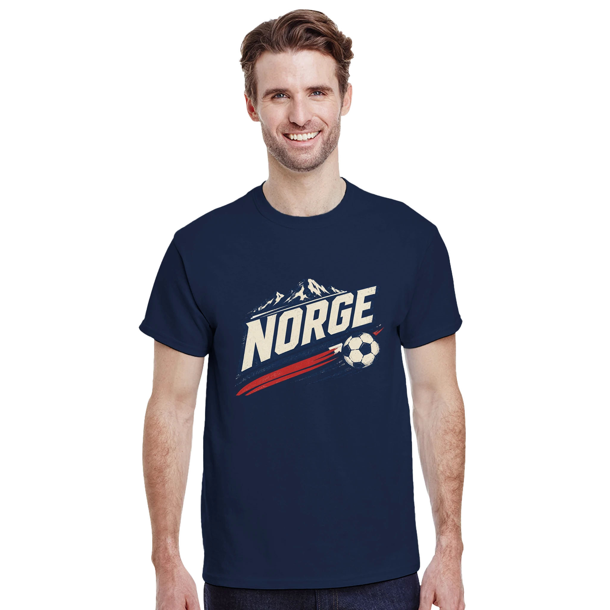 Norge t-skjorte i lys farge brukt – enkel t-skjorte med NORGE-trykk fra Heia Norge Shop