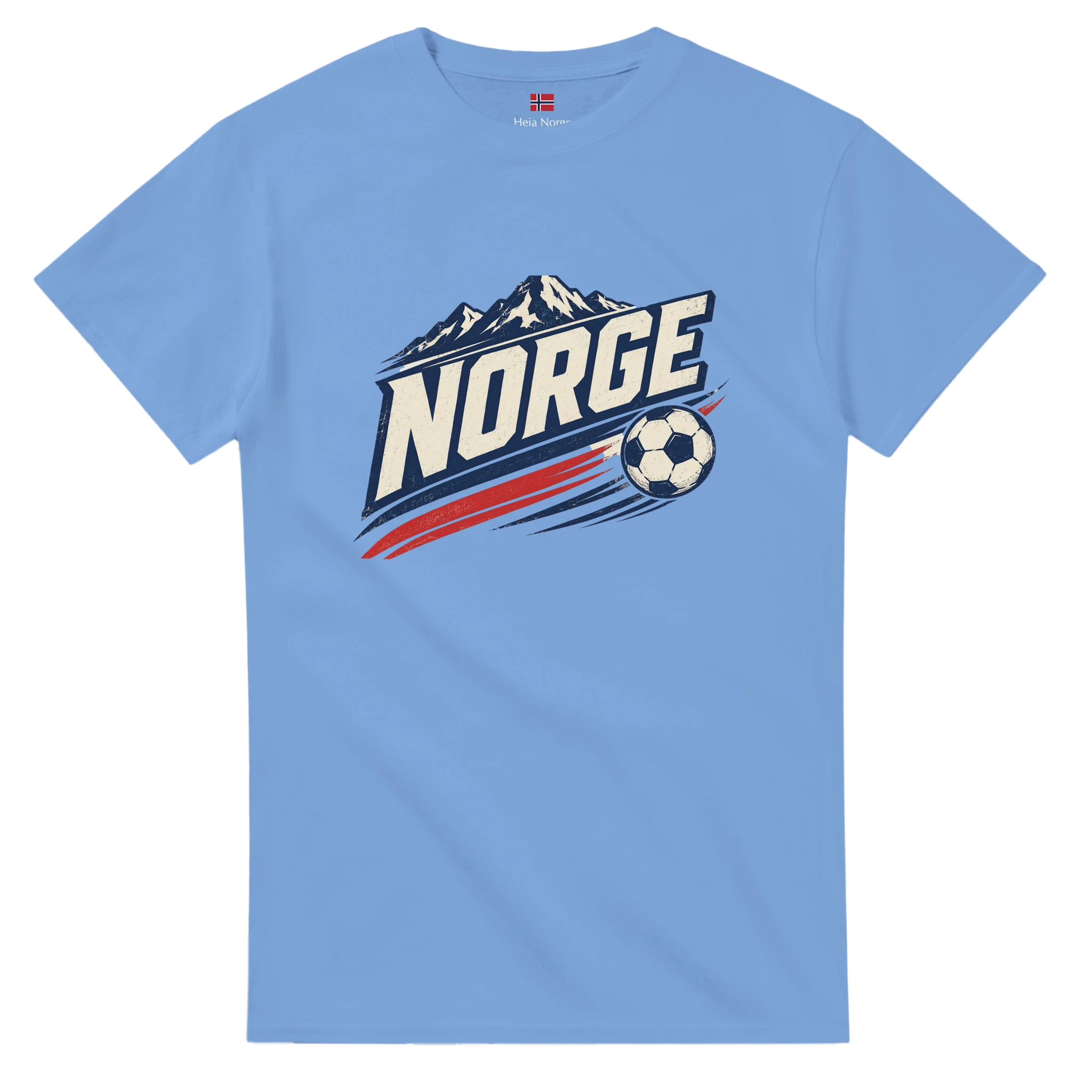 Norge t-skjorte lyseblå (Carolina Blue) med NORGE-trykk – Heia Norge Shop